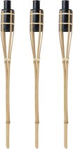 Articasa Tuinfakkels voor lampenolie - 3x stuks - 60 cm - bamboe hout - buiten - navulbaar