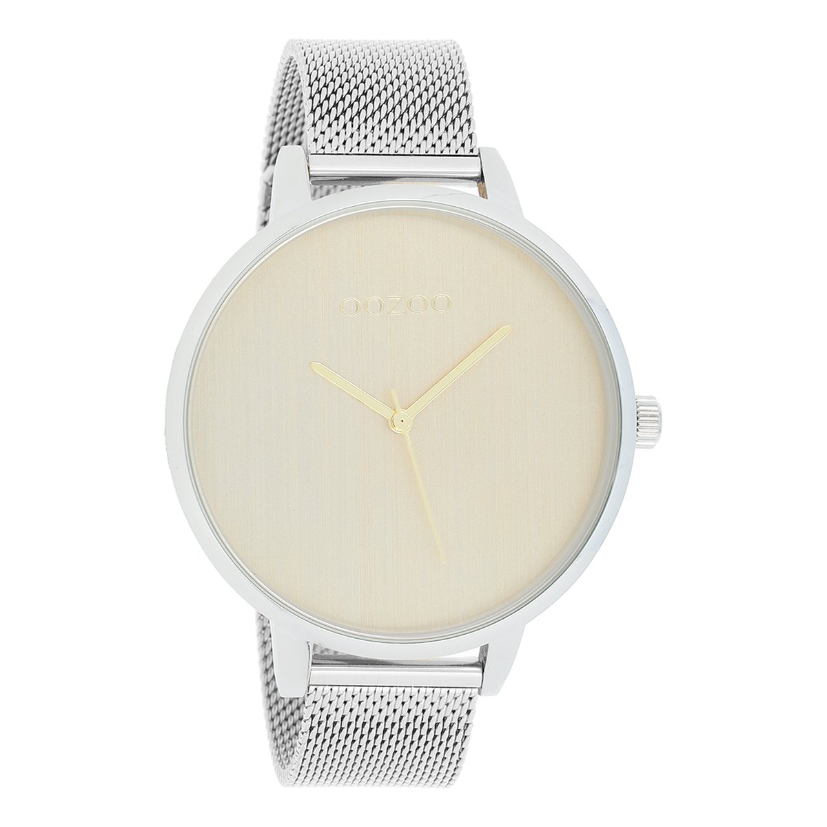 OOZOO Timepieces - Zilverkleurige horloge met zilverkleurige metalen mesh armband - C10862