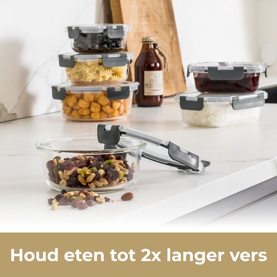 Stosh Meal Prep Bakjes - Vershoudbakjes - Diepvriesbakjes - Luchtdicht - 10 Stuks - 1L - BPA Vrij - Glas