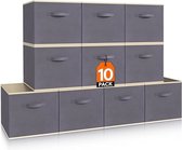 SHOP YOLO-opbergdozen-10-pack inklapbare kubus -26,5 x 26,5 x 28 cm-decoratieve opbergmanden-middelgrote opbergkratten- grijs