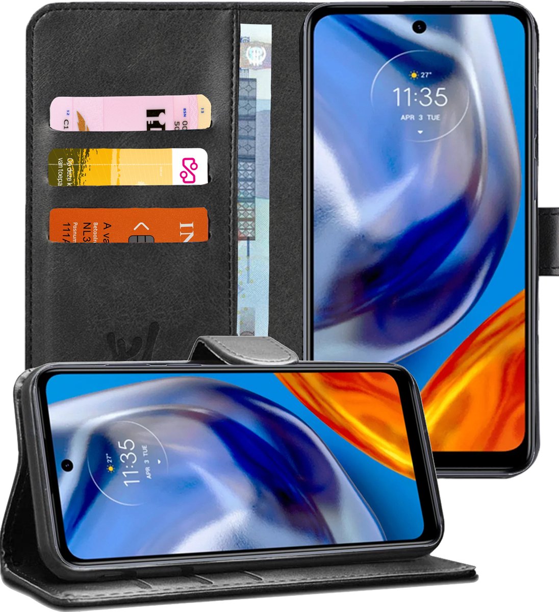 Hoesje geschikt voor Motorola Moto E32 / E32s - Portemonnee Book Case Zwart