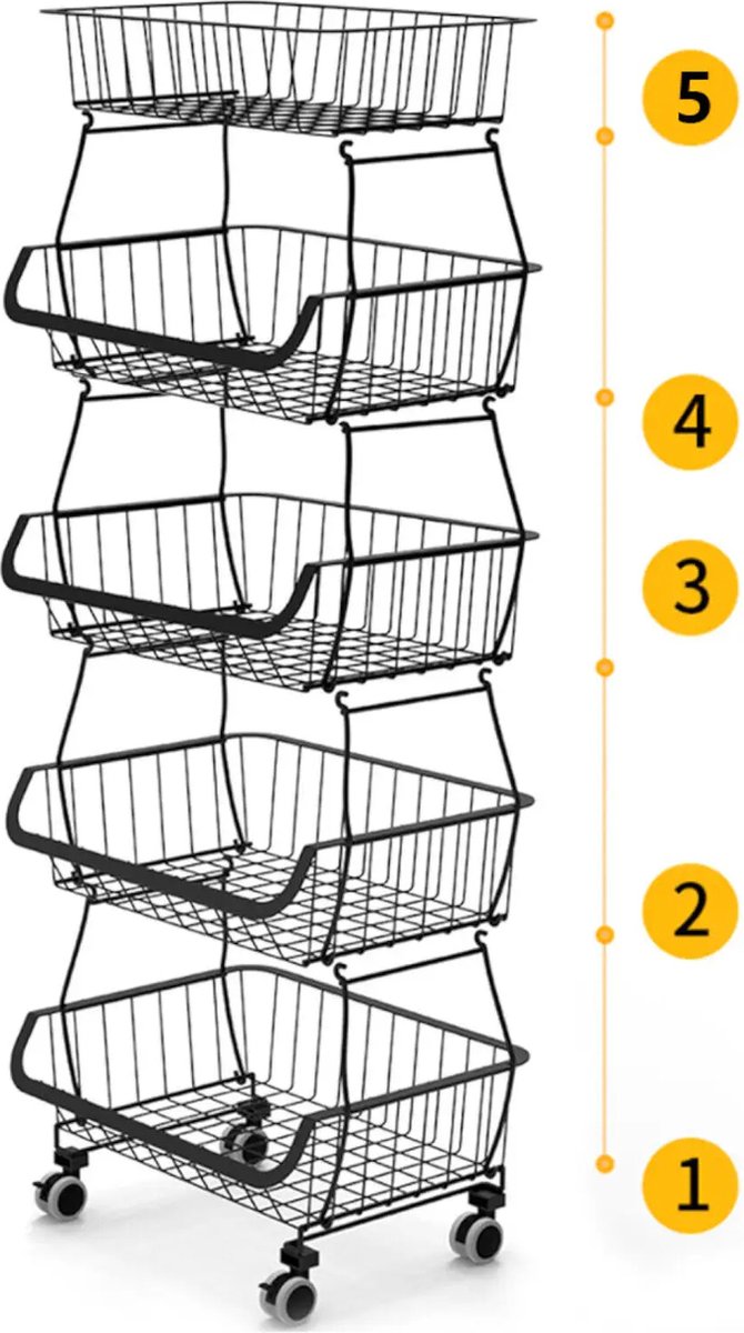 Storage Shelf Fruit Vegetable Rack 5 Tier Rolling Fruit Basket with Wheels, Kitchen Rotating Vegetable Basket Floor Standing Multi-Layer Kitchen Storage Rack, Household Storage Shelf for Kitchen Toile Storage Shelf Fruit Vegetable Rack 5 Tier Rolling Fruit Basket with Wheels, Kitchen Rotating Vegetable Basket Floor Standing Multi-Layer Kitchen Storage Rack, Household Storage Shelf for Kitchen Toile
