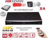 Kit de caméra IP HIKVISION 4x Caméra Bullet SMART HYBRID G2 Series 8MP NVR 4xChannel Drive 2 To Disque dur