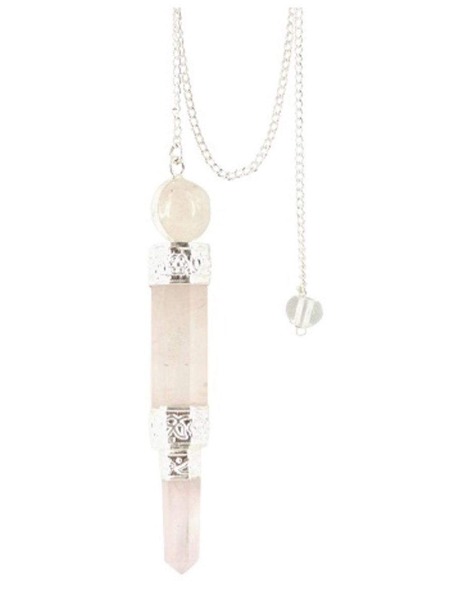 Roze kwarts luxe pendel verzilverd