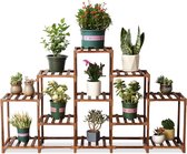 11-Tier Indoor Outdoor Plant Rack Flower Stand for Balcony Living Room and Garden - Wooden Flower Stairs with Installation Tool