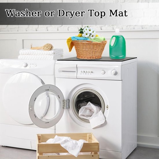 Odot Housse De Machine à Laver Top 60x60cm Couleur Unie, Antidérapant Housse De Machine à Laver Pour Machine à Laver Ou Sèche-Linge Buanderie Réfrigérateur Cuisine (Blanc