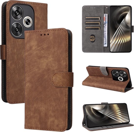 Coverup Book Case avec Cordon - Convient pour Xiaomi Poco F6 Case - Marron