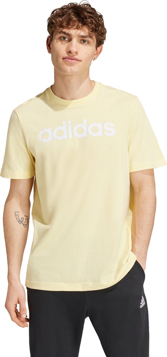 adidas Sportswear Essentials Single Jersey Linear Geborduurd Logo T-shirt Heren Geel
