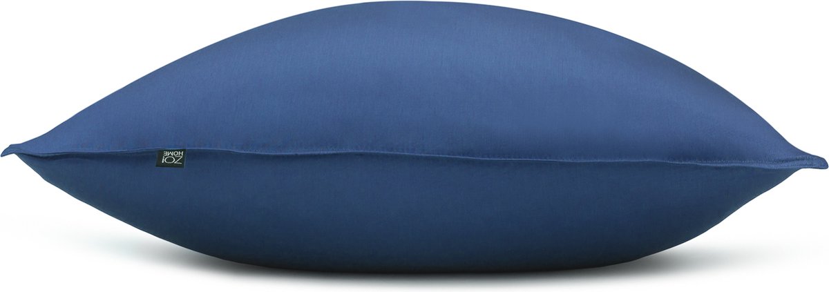 Zohome Kussensloop Satinado - Kussenhoes van 80x80 cm - Set van 2 stuks - 100% Katoen-Satijn - Blauw