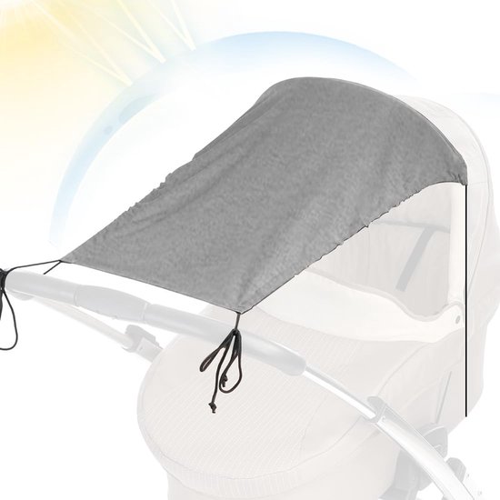 Pare-Soleil Universel Poussette - 35x65x50cm, Lin - Protection UV Réglable