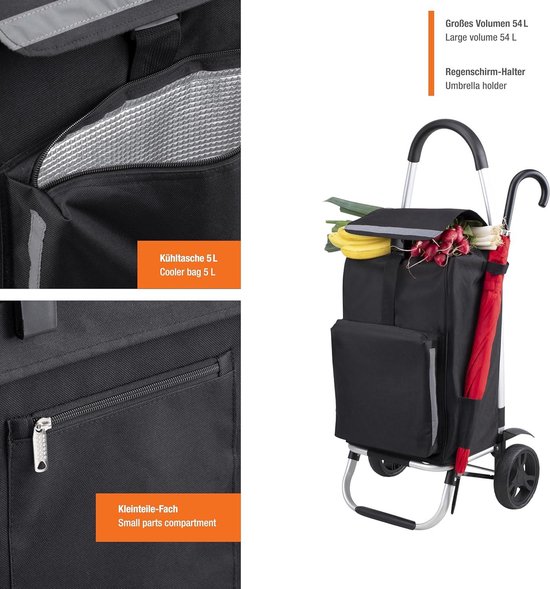 Meister Boodschappentrolley & -rugzak - 45 liter - Black Edition - aparte rugzak & frame als steekwagen/inklapbare shopper/winkelwagen / 6816850 Meister Boodschappentrolley & -rugzak - 45 liter - Black Edition - aparte rugzak & frame als steekwagen/inklapbare shopper/winkelwagen / 6816850
