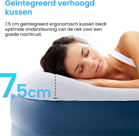 Matelas pneumatique simple Active Era Premium – Haut – Pompe électrique intégrée et oreiller intégré – 187 cm x 99 cm x 53 cm
