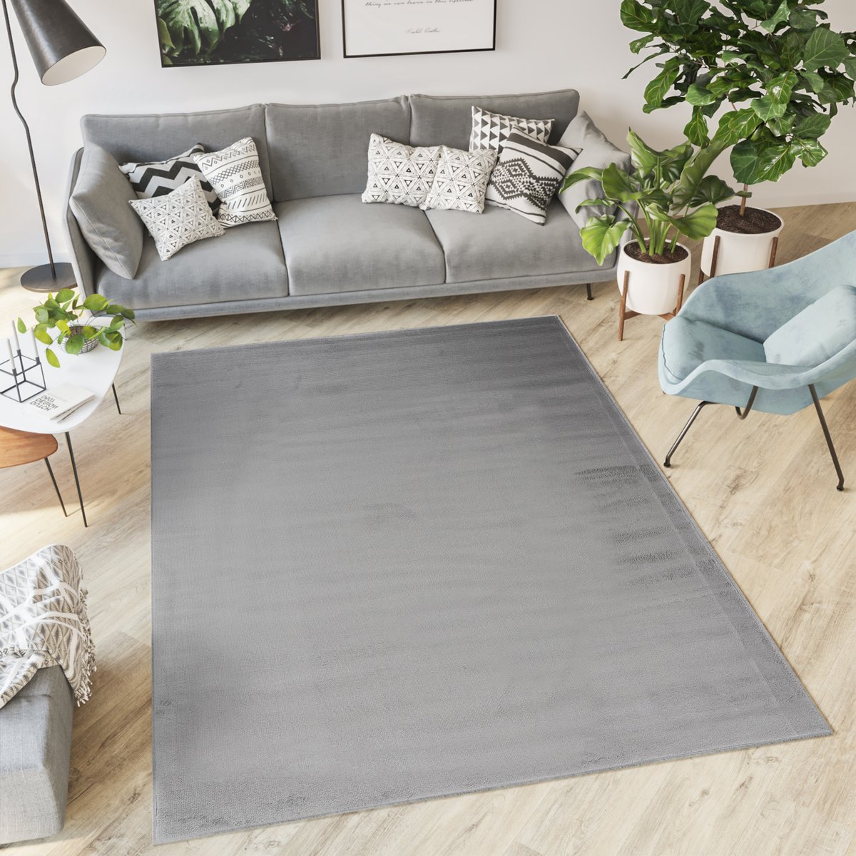Tapiso Luxury Vloerkleed Grijs Woonkamer Modern Slaapkamer Tapijt Maat- 80x150