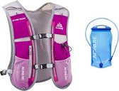 Roze ultralicht hardloopvest met drinkhouder en telefoonhouder, incl waterzak, trail rugzak, running vest, hardloop vest, drinken, telefoon, dames