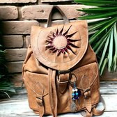 Festival rugzakjes - Leder/leer - handmade - Camel/rood - Ibiza style