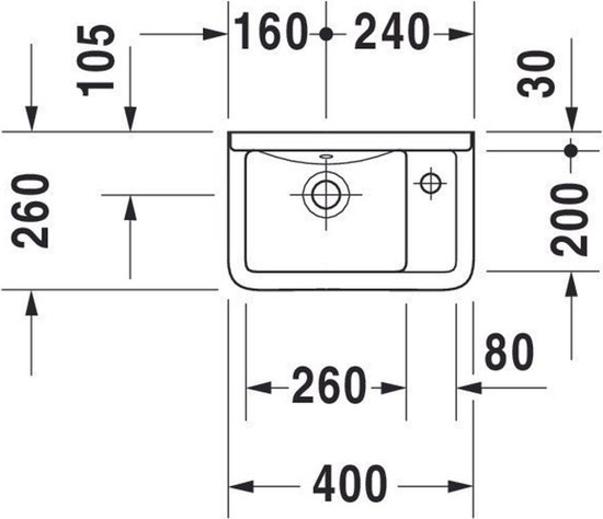 Duravit lave-mains Starck 3 trou robinet droite blanc 40cm