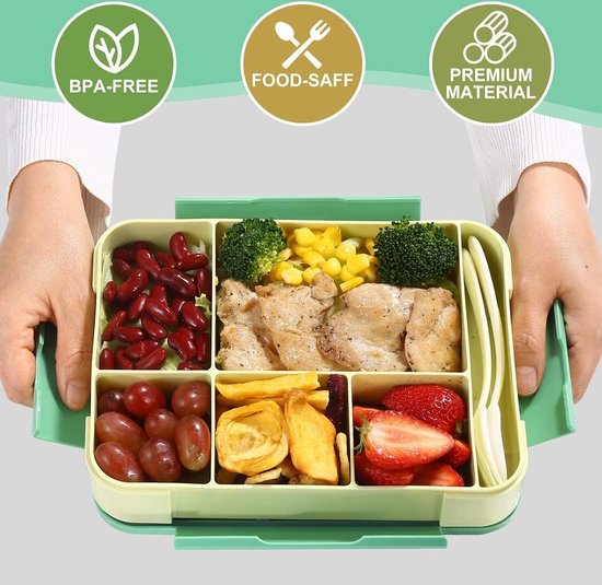 Boîte Repas Anti-fuite Bento Lunch Box Compartimentée 1330ml Gemi - Anti- Fuite, Avec Couverts, Micro-ondes & Lave-Vaisselle, Sans BPA
