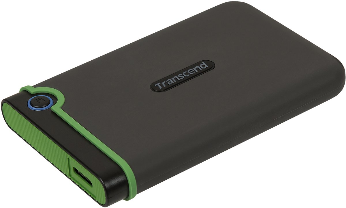Transcend StoreJet 25M3 - Vaste schijf - 1 TB - extern (draagbaar) - 2.5 - USB 3.1 Gen 1 - 256-bits AES - ijzergrijs