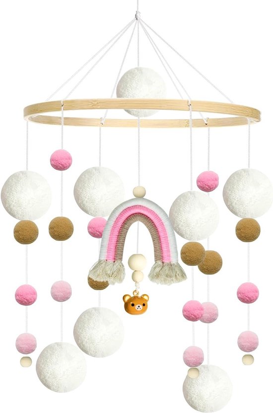 Mobiel Babybed met Luiertafel en Hangende Decoratie voor de Babykamer