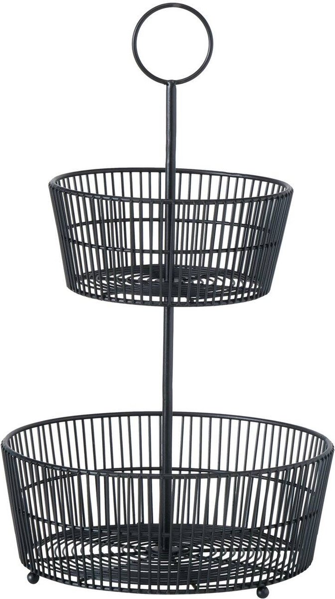 Zwarte decoratieve schaal GEA, twee niveaus, hoogte 44 cm