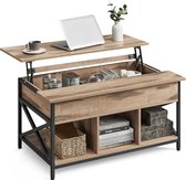 FurnStar - Salontafel - In Hoogte Verstelbare Woonkamertafel - Koffietafel - Open En Verborgen Opbergruimte - 60 X 100 X (48-62) Cm - Camel Bruin-Zwart