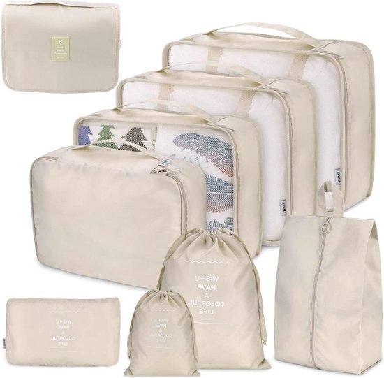 OSDUE Verpakkingstassen voor koffer, 9 stuks, waterdichte reiszakken, set, organizers, opbergzakken met zak voor digitale spullen en schoenentas voor kleding, koffer, schoenen OSDUE Verpakkingstassen voor koffer, 9 stuks, waterdichte reiszakken, set, organizers, opbergzakken met zak voor digitale spullen en schoenentas voor kleding, koffer, schoenen