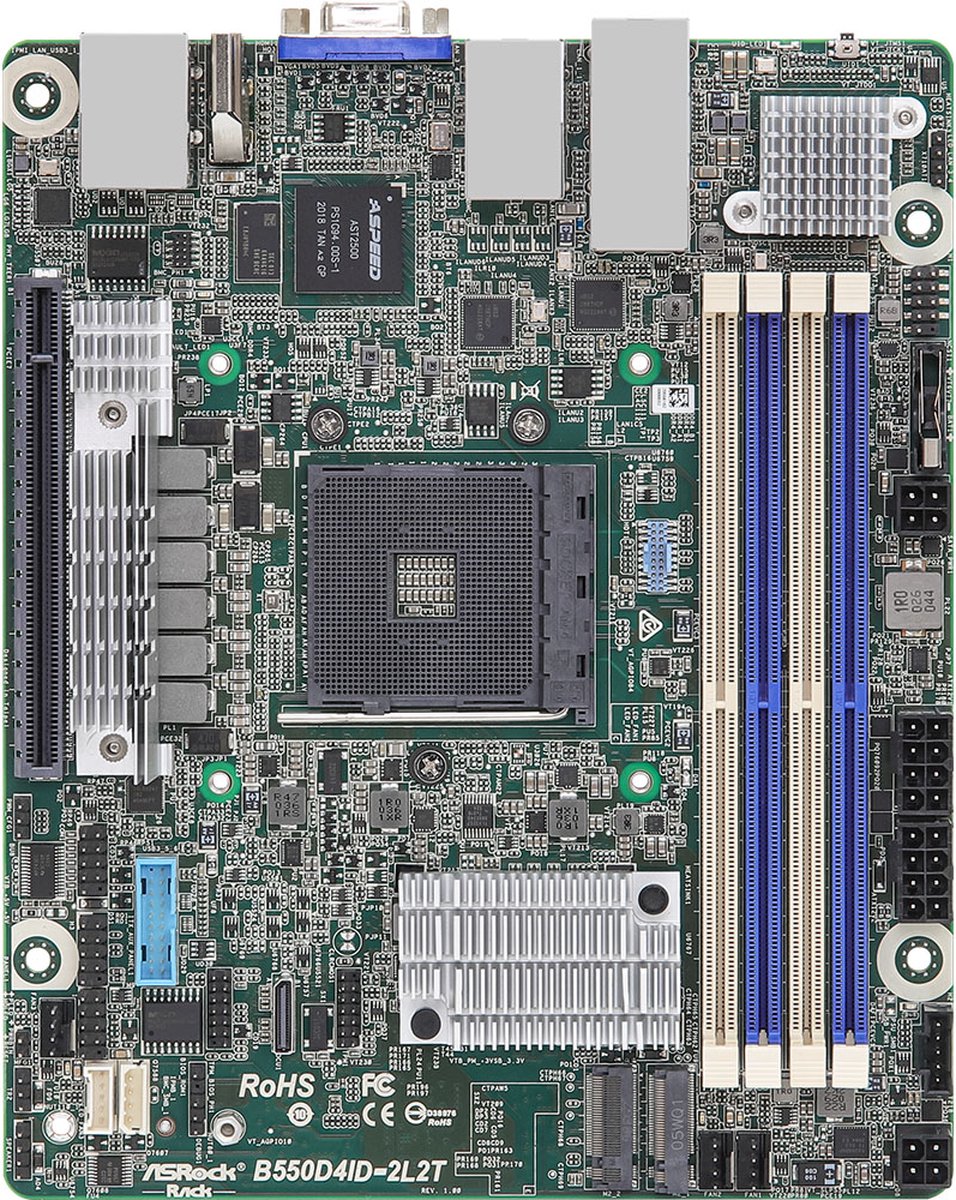 Asrock B550D4ID-2L2T moederbord AMD B550 Socket AM4 mini ITX