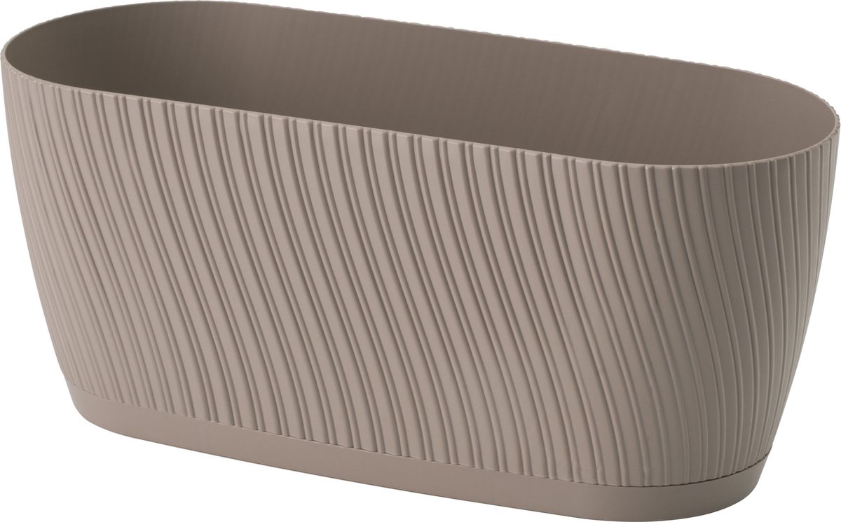 Form-Plastic - Bloempot / plantenbak / Langwerpige bloempot met schoteldoos - Beige - 27cm / 2,65L