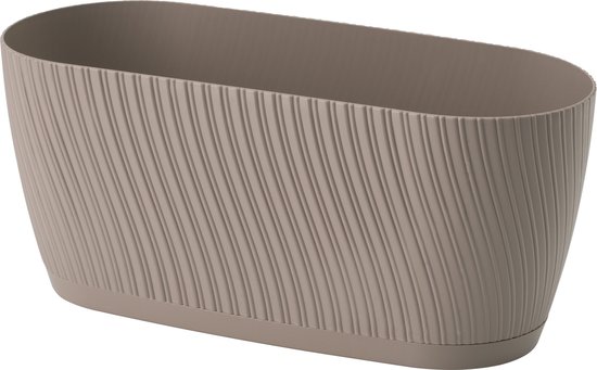 Form-Plastic - Bloempot / plantenbak / Langwerpige bloempot met schoteldoos - Beige - 27cm / 2,65L