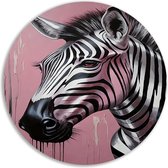 Zebra wanddecoratie rond - Dier schilderij - Muurdecoratie rond Drip - Klassiek schilderijen - Schilderij - Kunst aan de muur muurcirkel aluminium 70x70 cm