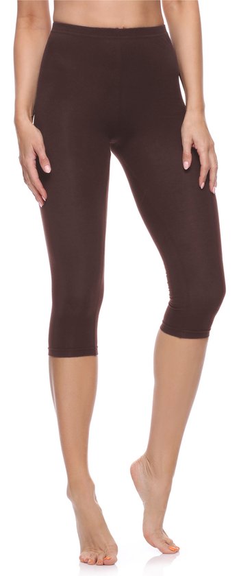 Merry Style MS-MS10-199-LE Dames Capri Leggings - Sport - Vrijetijdsbroek - 3/4 Lengte - Katoen - Sporbroek - Yogabroek - Bruin - L