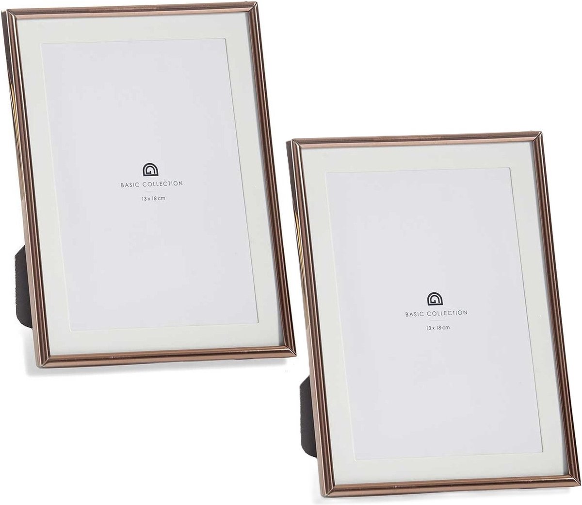 Giftdecor Fotolijstje voor 13 x 18 cm foto - 2x - koper - metaal - frame 15 x 20 cm - passe partout