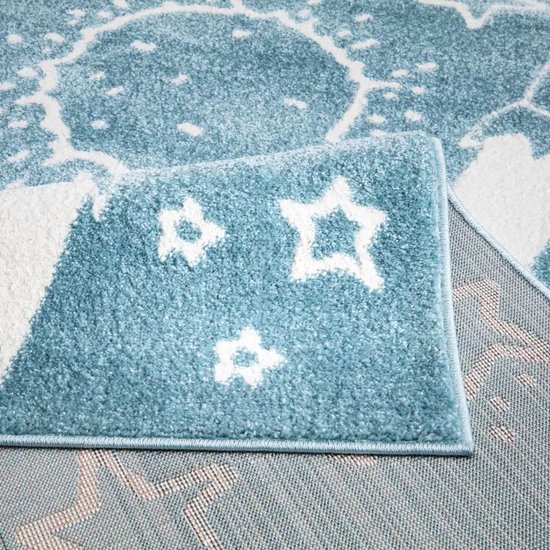 Tapis enfant Koho Rockets & Planets Tapis Blauw - 120x170cm - Chambre d'enfant - Chambre de bébé - Bébé - Kids - Garçons et Filles - Enfants
