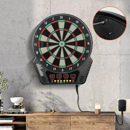 Elektrisch dartbord - innovatieve dartautomaat met 27 spelletjes - 243 variaties - geschikt voor 1 tot 8 spelers - feestjes en spelavonden - AJOXEL Dartbord — afbeelding 2