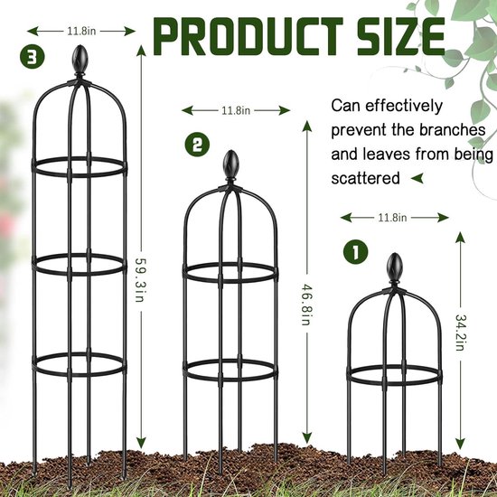 Tuinrooster voor klimplanten en bloemen, verticale metalen paraplu trellis toren tuinieren klimframe, voor potplanten, bloemen, groenten en wijnstokken, tomatenkooi toren