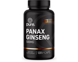 Pure. Panax Ginseng – 500mg – Supplement – 120 Tabletten - Koreaans Krachtig Kruiden Supplement, Hoogwaardige capsules