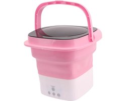 Opvouwbare Draagbare Mini Wasmachine - Huishoudelijk Gebruik - Multifunctioneel - Afvoerpijp Adapter - Babykleertjes - Roze en Wit - Mini wasmachine