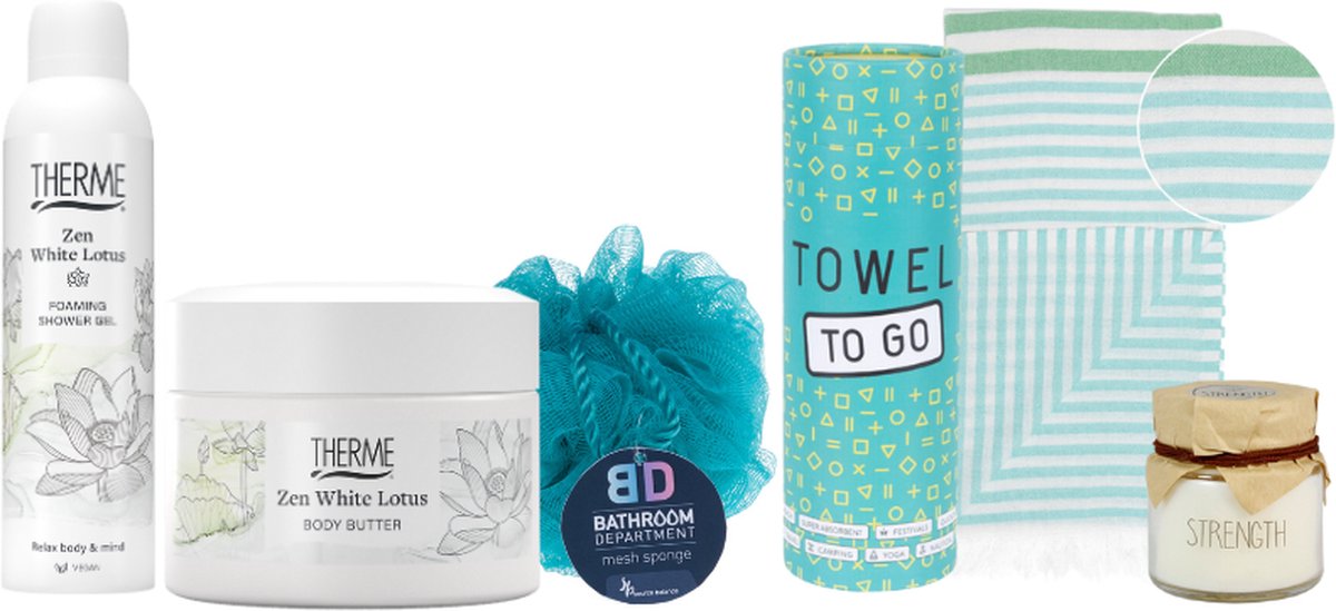 Goedkoopste Therme Cadeauset Zen White Lotus Hammam Handdoek
