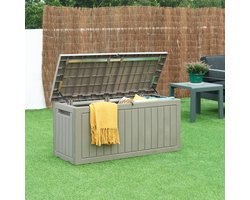 Tuin opbergbox Filetto 124x52,5x57 cm beige en houtkleurig casa.pro