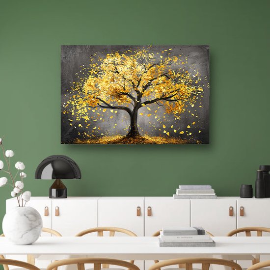 Décoration murale arbre - Tableaux nature - Tableau toile Feuilles - Décoration murale moderne - Toile - Décoration chambre toile 150x100 cm