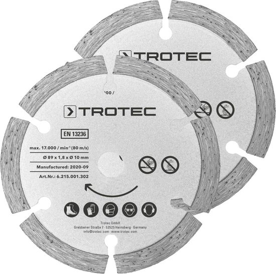 Foto: Trotec cirkelzaagbladen set 2 diamant 89 mm 2 delig