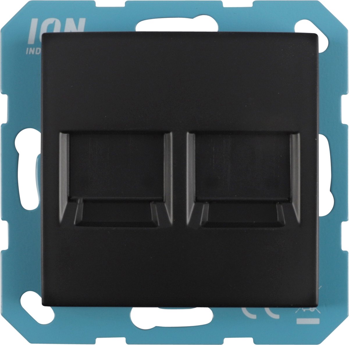 ION E1 inbouw contactdoos zwart tv/cat6 recht