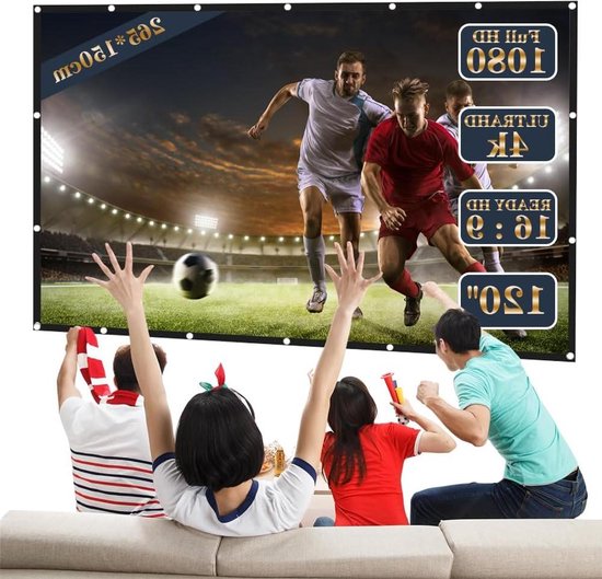 MEYAGOT 120 inch projectiescherm, 16:9 HD opvouwbaar projectiescherm, geschikt voor achterkant, draagbaar voor thuis, school, vergaderingen