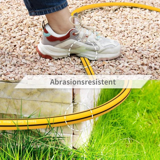 Getricoteerde gele tuinslang high twist resistant 1/2 inch 100 meter
