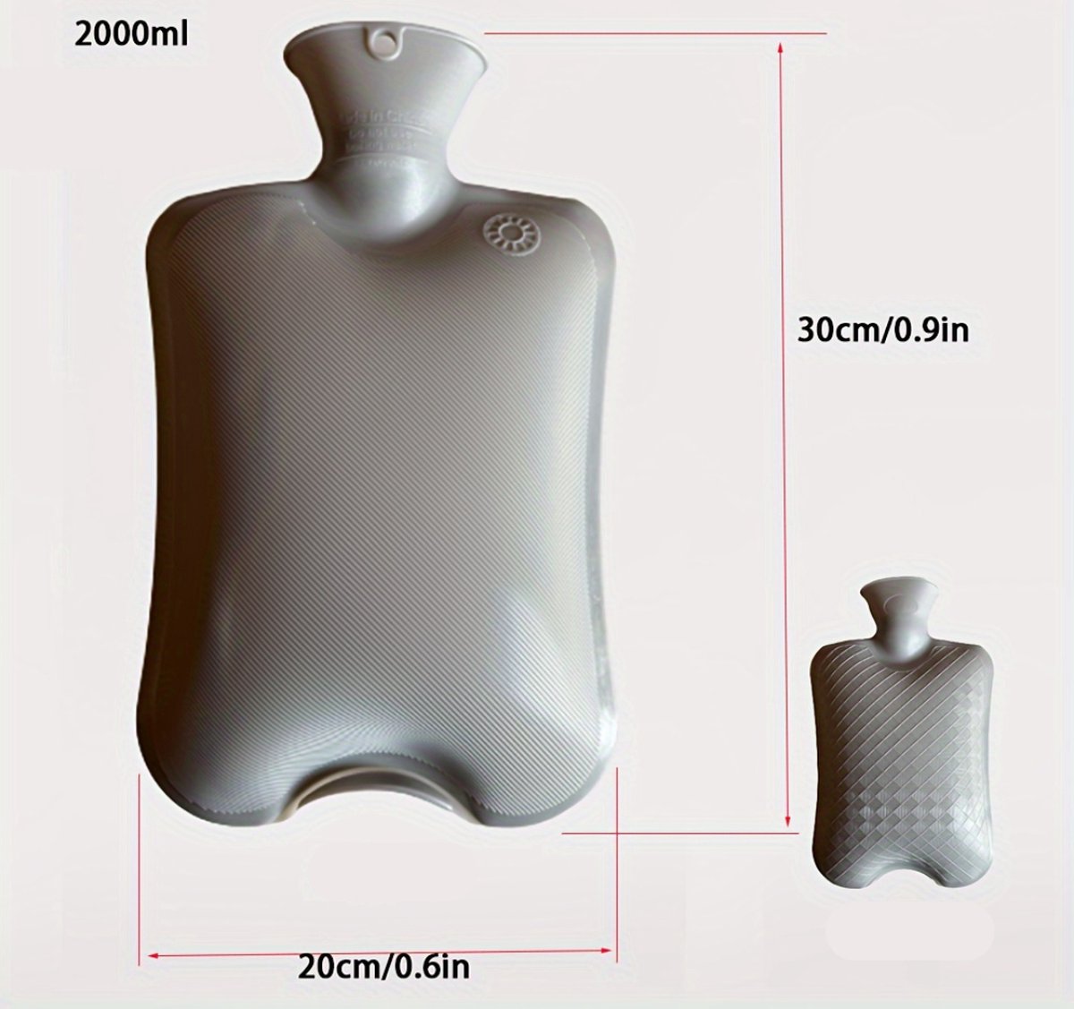 Nivard Warmwaterzak - Warmtekussen - Warmwaterkruik - Warmtekruik - Knuffel - Kruik - Bag - Met Hoes - Grijs - 2000ML – foto 3