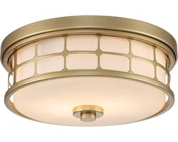 Quoizel LED Plafond Badkamerlamp Guardian | 2X E27 Max 60W | IP44 | Dimbaar | Painted Natural Brass