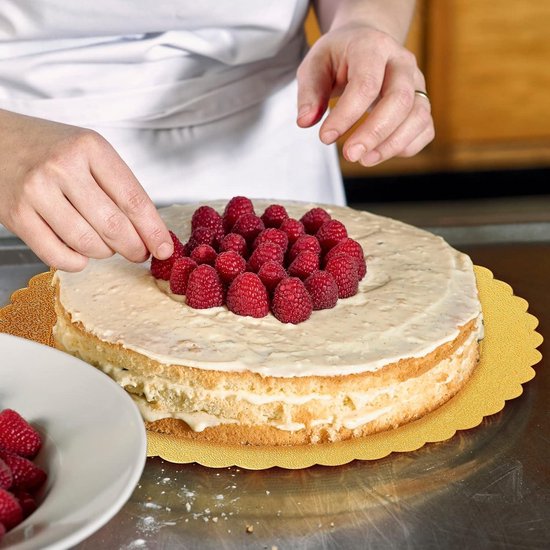 Lot De 10 Plateaux à Gâteau Ronds En Carton 25 Cm Dorés - Réutilisables Et Robustes
