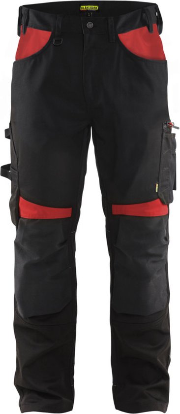Blaklader Pantalon de travail sans poches à clous 1556-1860 - Zwart/ Rouge - D120