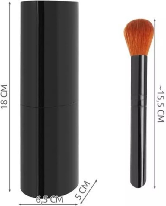Set de 12 Pinceaux de maquillage professionnels - Set de pinceaux avec étui de rangement - Zwart