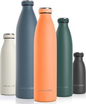LARS NYSØM - 'Ren' Roestvrijstalen drinkfles 1000ml - BPA-vrije geïsoleerde waterfles - voorSport, Fiets, Volwassene, Kids - Pumpkin Orange